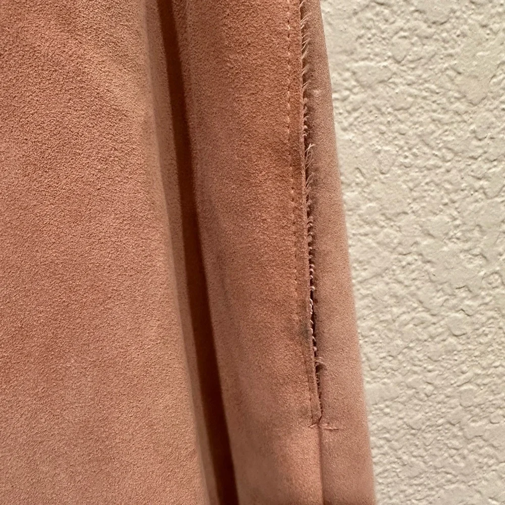 Free People Tan Suede V-Neck Mini Dress Sleeveless A-Line Pockets‎ XS